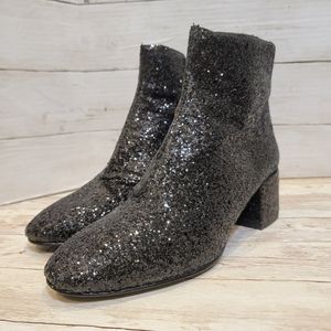 ASH  glitter dragon black block heel boots